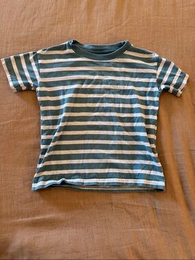 Simple Teal and White Striped Short Sleeve Tee
